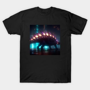 Futuristic Cyberpunk Stegosaurus T-Shirt